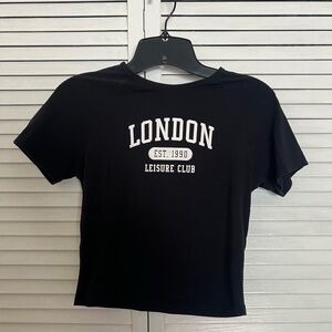 Hollister Black Crop Top with London Print